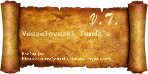 Veszelovszki Tamás névjegykártya